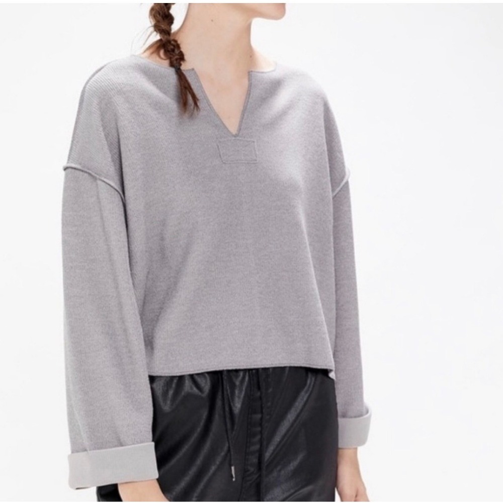 Urban Outfitters Jax‎ Inside Out Oversized Sweater Grey Notched Neck OB973134